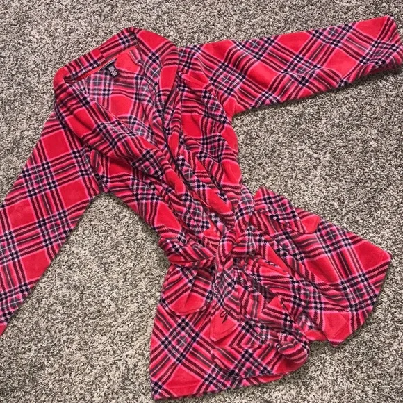 🐠Victorias Secret Ultra Plush Short Plaid Pocketed Cozy Robe Size XS/Sm | NWOT - Picture 4 of 8